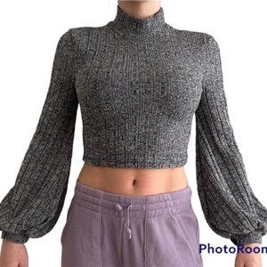 Cropped Ribbed Sweater Top - Mendocino/M Boutique